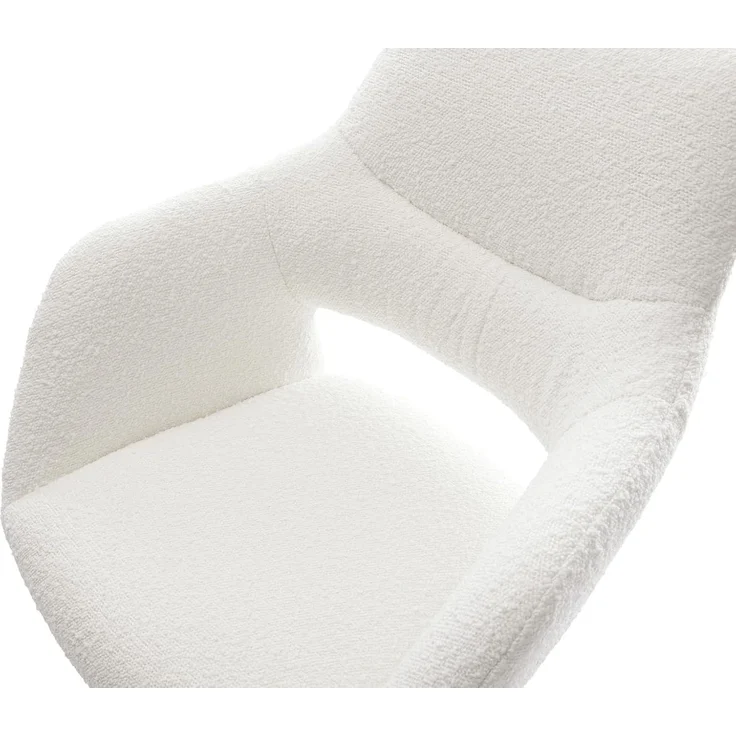 Barstuhl Yago-Flex Bouclé Creme-Weiß Kufengestell Edelstahl Silberfarben Taschenfederkern – Bild 5