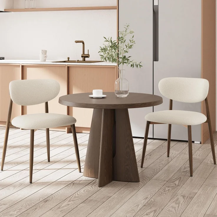 COLAMY Moderne Polsterstuhl Essstühle 2er Set, Küchenstuhl Esszimmerstühle mit Fester Rückenlehne, Stoff Esszimmerstühl mit Metallbeinen für Esszimmer, Küche, Restaurant, Beige