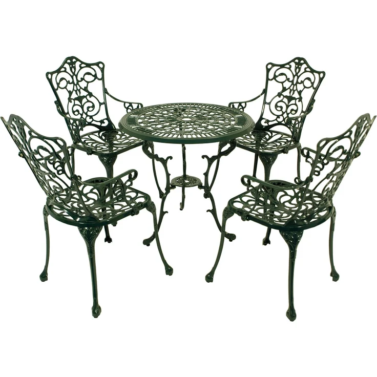 DEGAMO Jugendstil Bistroset 5-teilig, Aluguss, grün, Tisch 77cm rund – Bild 1