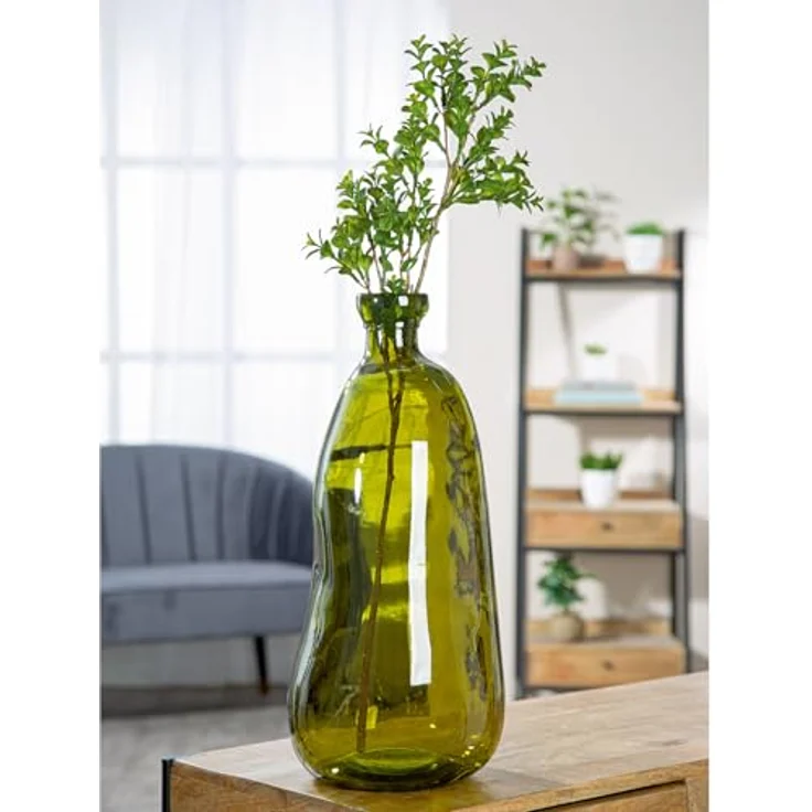 GILDE Organical Vase, bauchige Glasdekoration in grün, 51cm hoch, europäische Herstellung, recyceltes Material – Bild 2