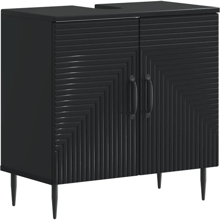 vidaXL 3-teiliges Badezimmer-Schranksystem HAARLEM 3 stk. Schwarz 3418018 – Bild 4