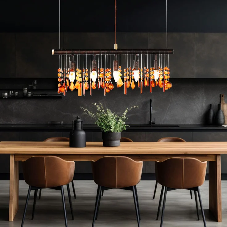 LED Hängeleuchte, 5 flammig, Metall braun, Kristall-Optik – Bild 5