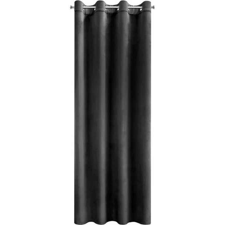 Design91 Samtvorhang, Ösen, Polyester schwarz, 140x250 cm – Bild 4