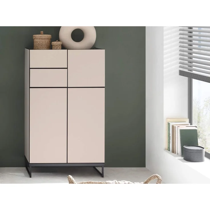 moebel-dich-auf Highboard VENEZIA (Badezimmer Midischrankin kaschmir 60 cm breit), push to open – Bild 1