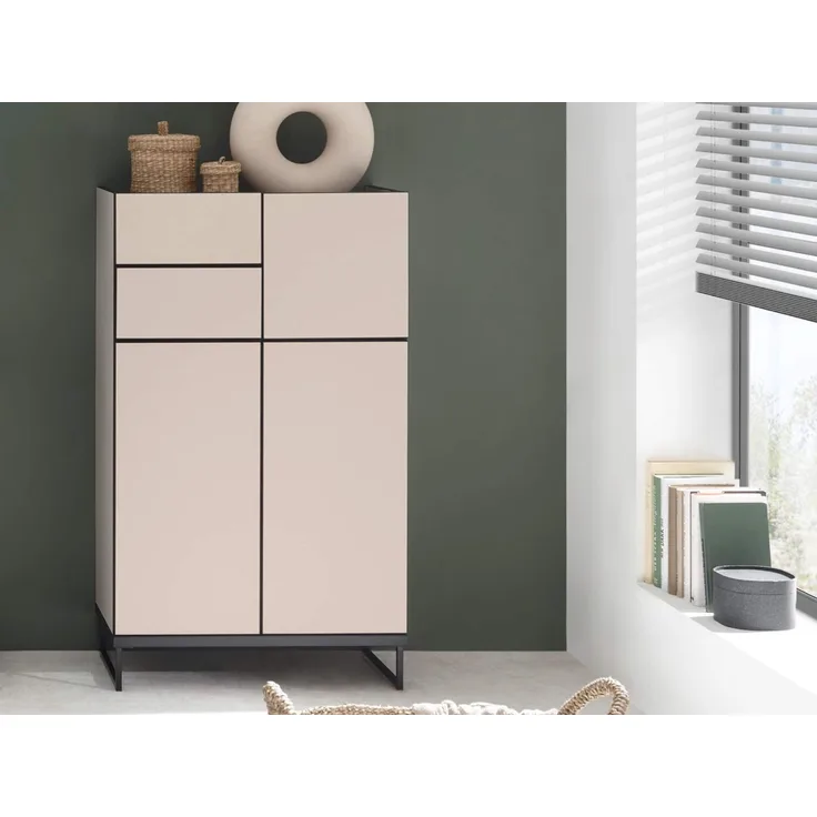 moebel-dich-auf Highboard VENEZIA (Badezimmer Midischrankin kaschmir 60 cm breit), push to open