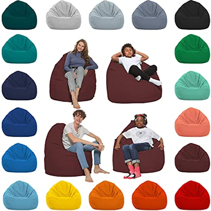 HomeIdeal - Sitzsack XXL Bodenkissen für Erwachsene & Kinder - Geeignet für Gaming oder Entspannen - Indoor wie Outdoor da er Wasserfest ist - mit EPS Perlen, Farbe:Weinrot, Größe:XL – Bild 2