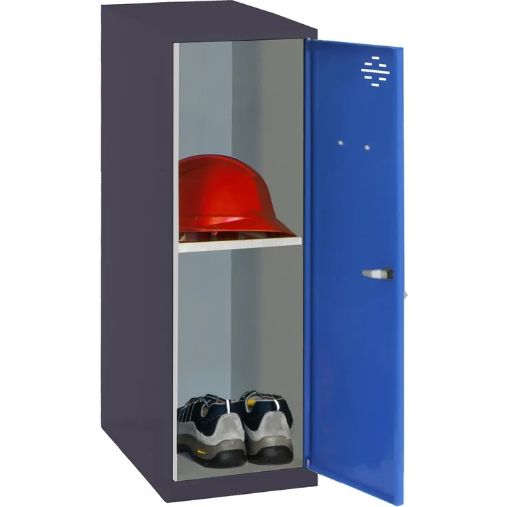 Simon Rack Simonlocker Kommode, klein, 915 x 400 x 500 mm, Amario aus Metall, mit Schlüssel, Anthrazit/Blau