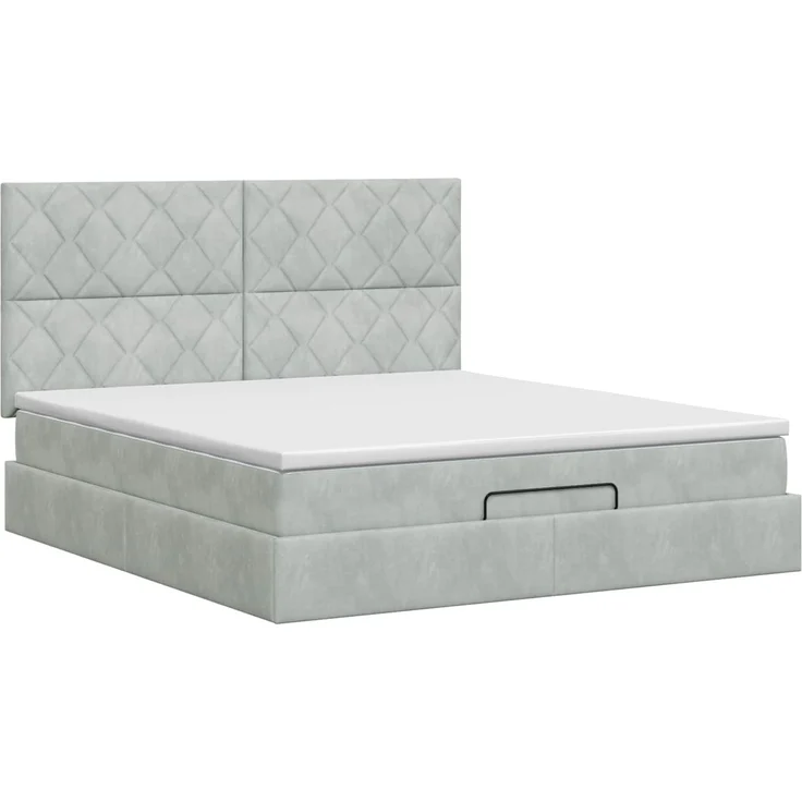 vidaXL Ottoman Bett mit Matratze Hellgrau 140 x 200 cm Samt 3457797 – Bild 8