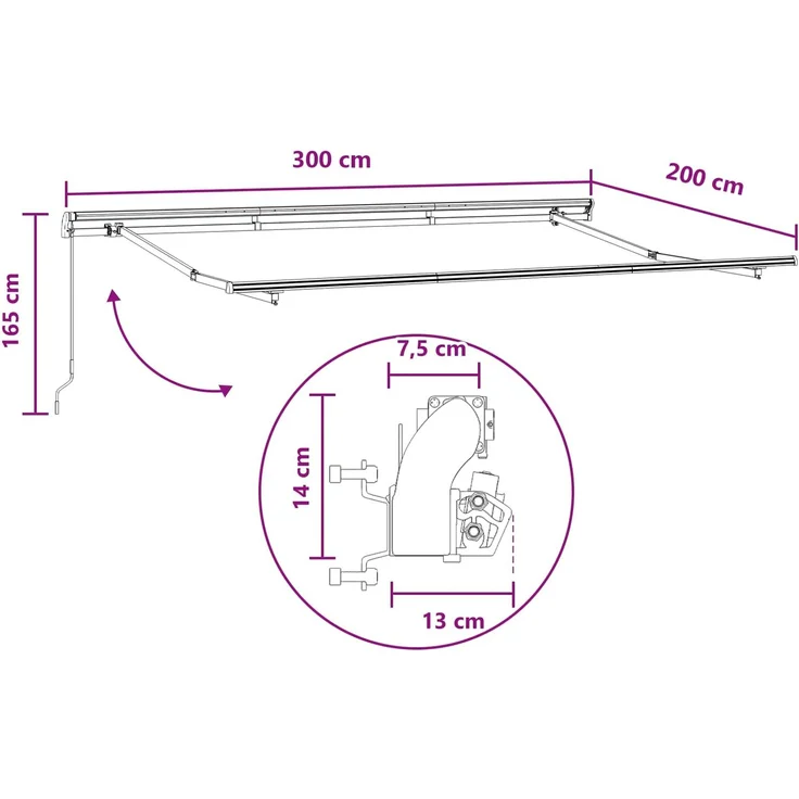 vidaXL Einziehbare Markise Taupe 3 x 2 m Stoff 3425681 – Bild 7