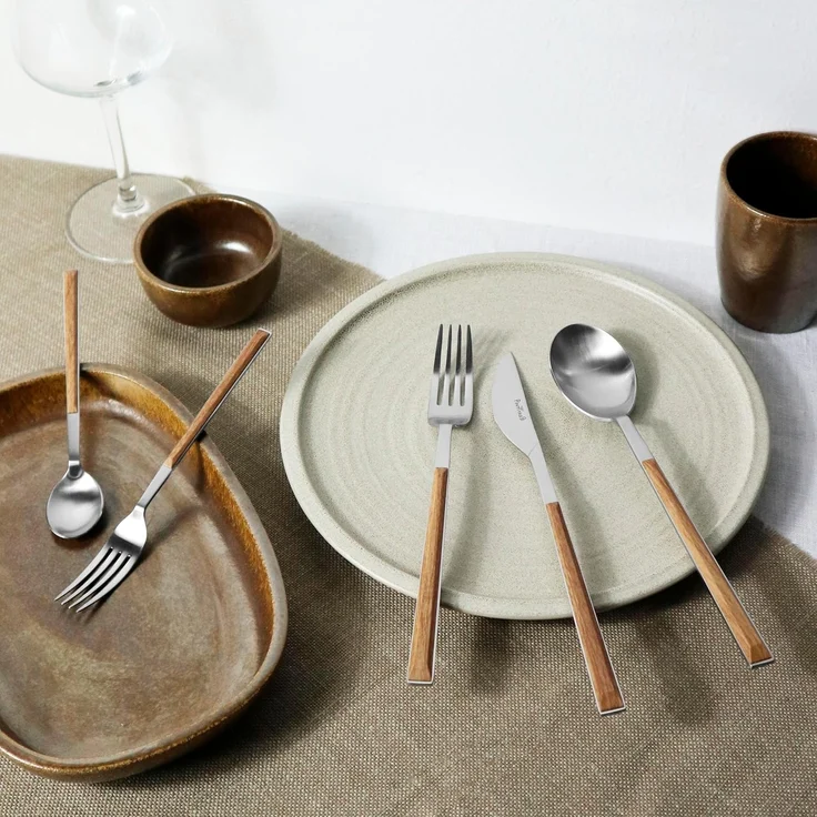 PINTINOX Besteck-Set Sushi (30-tlg), 6 Personen, Edelstahl 18/0, Kunststoff, Satiniert mit Kunststoffgriff in Holz-Optik – Bild 3