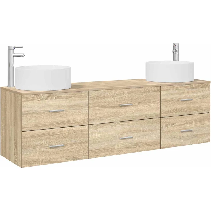 vidaXL Badezimmerschrank-Set 3 stk. Sonoma-Eiche 161,5 x 44,5 x 80 cm 3405941 – Bild 2