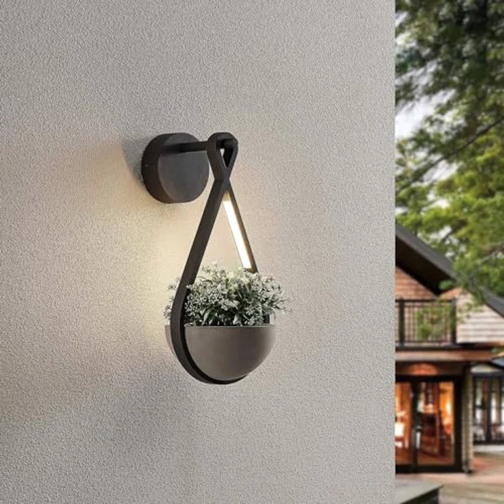Lucande Florka LED Beton Wandleuchte, spritzwassergeschützt, 2-flammig, Aluminium für Außenbereich, IP54 – Bild 3