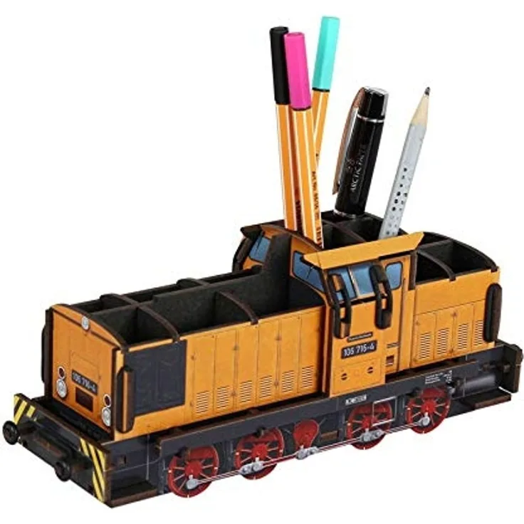 Werkhaus - Stiftebox Diesellok V60 Goldbroiler WE2099 Lok Zug Stifte- Halter
