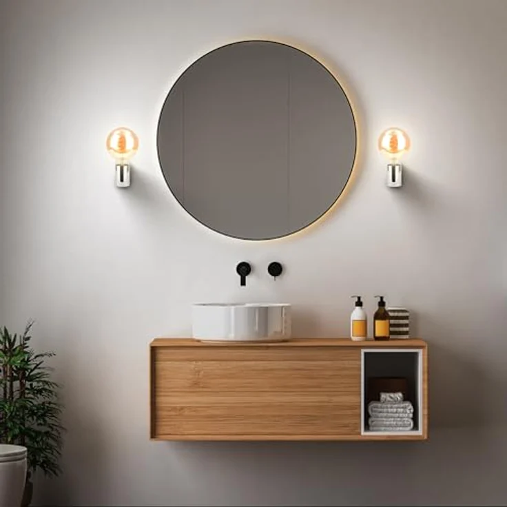 BRILONER - Spiegelleuchte Bad IP44 Spritzwasserschutz, E27 max. 10W, Wandmontage, Badezimmerlampe, Spiegellampe Bad, Lampe Badezimmer, Badlampe Wand, Wandlampe Badezimmer, 4,5 x 8 x 9,5 cm, Chrom – Bild 5