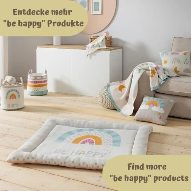 howa Aufbewahrungskorb be happy, Spielzeugkorb Kinderzimmer beige, Baumwolle, Strick, Ø 26cm, H 28cm – Bild 5