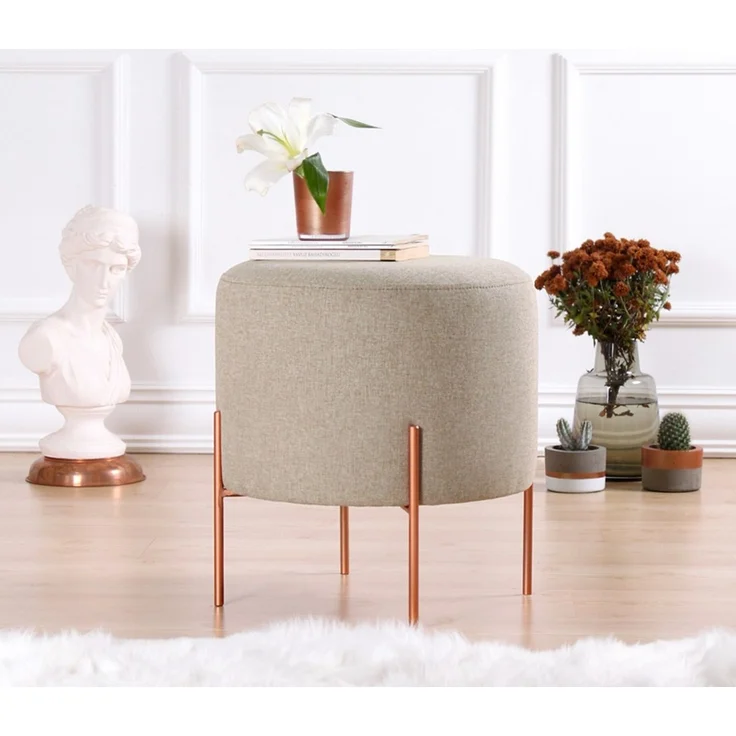 Hanah Home 'Copper 48 - Coffee' Pouffe, Kaffee, 40 x 42 x 40 cm – Bild 1