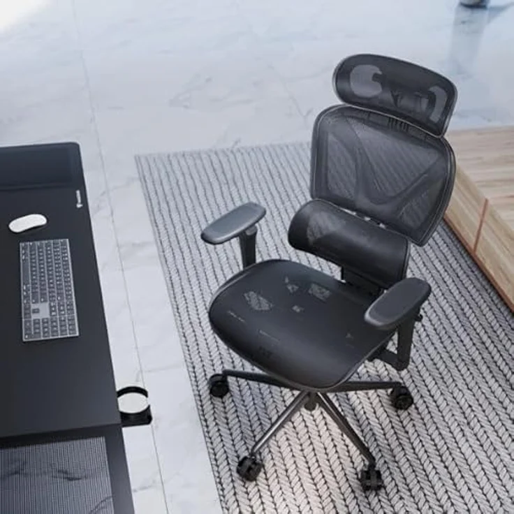 ThunderX3 XTC Pro 360, ergonomischer Gaming-Stuhl mit selbstjustierender Lendenwirbelstütze, 4D-Armlehnen und atmungsaktivem Mesh, schwarz – Bild 9