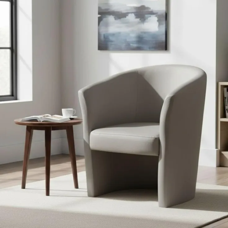 Dmora Sessel mit Kunstlederbezug, graue Farbe, 65 x 78 x 60 cm