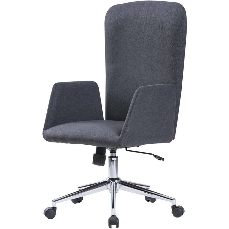 Dmora Stuhl mit Rädern Petrarca, Präsidentensessel mit Armlehnen, Ergonomischer Chefbürostuhl, 55x56h98/105 cm, Grau – Bild 2