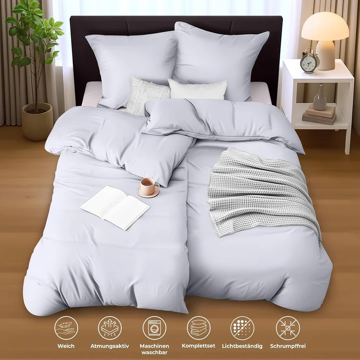 Utopia Bedding Bettwäsche 135x200 4teilig - Mikrofaser 2 Bettbezug 135x200 cm + 2 Kissenbezüge 80x80 cm - Weiß – Bild 5