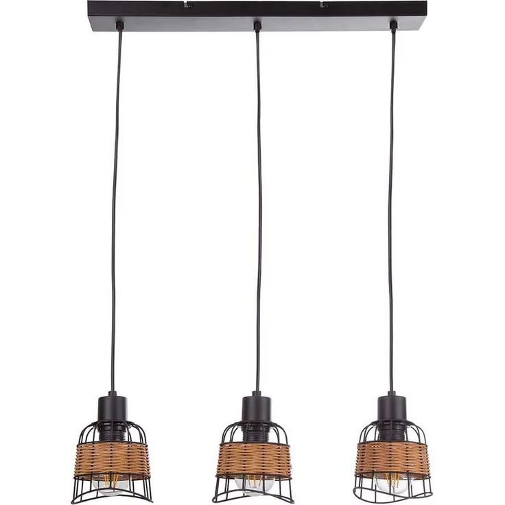 Hängeleuchte, Käfig-Design, Metall, Rattan, B 57 cm