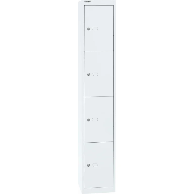 Bisley Schließfachschrank Office, 1 Abteil, 4 Fächer, T 305 mm, Farbe verkehrsweiß – Bild 2