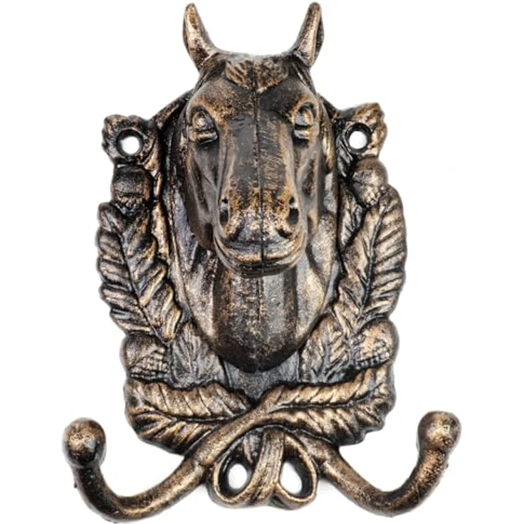 Rustikaler Wandhaken Kleiderhaken Pferdekopf Antik-Look - Haken aus massivem Material für Jacken, Handtücher & Schlüssel - Maße: 16 x 11,5 x 8 cm - Dekorativer Garderobenhaken – Bild 7