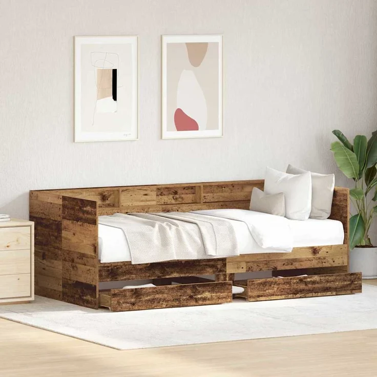 vidaXL Tagesbett mit Schubladen Altholz 90 x 190 cm Holzwerkstoff 3334002 – Bild 3