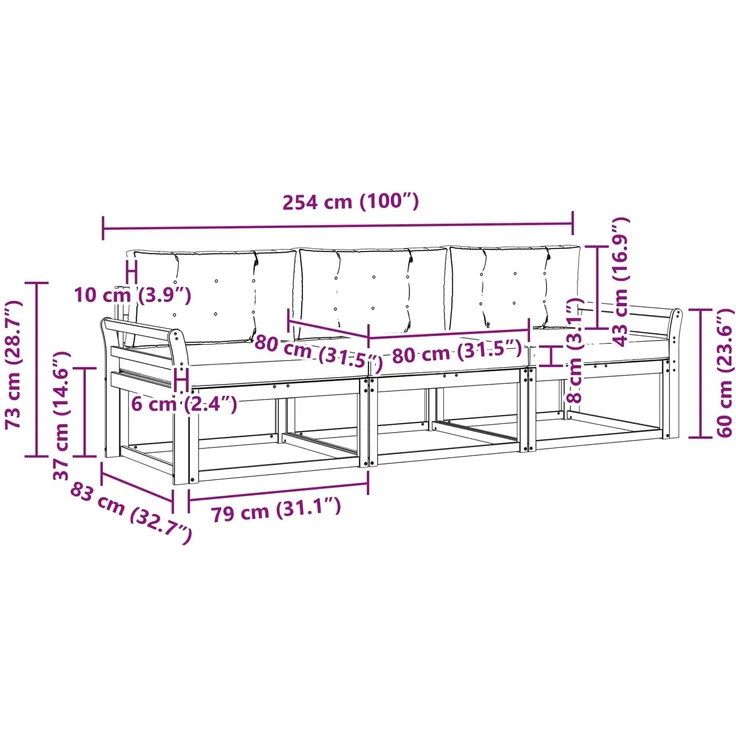 vidaXL Outdoor-Sofagarnitur 3 stk. Weiß und Beige Polyester 3385992 – Bild 8