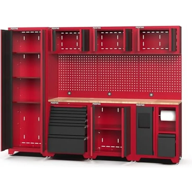 Feistos Werkstatteinrichtung "Juno 23", schwarz/rot, 264 x 46 x 198 cm (B x T x H),1 Hochschrank – Bild 4