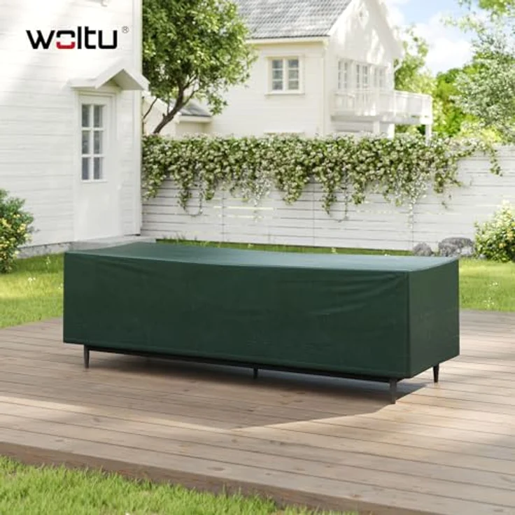 WOLTU Schutzhülle Gartenliege Sonnenliege, 218 x 77 x 55 cm, Abdeckung für Gartenmöbel, Abdeckhaube aus PE, Plane UV-Beständig wasserabweisend Winterfest reißfest, Grün – Bild 3