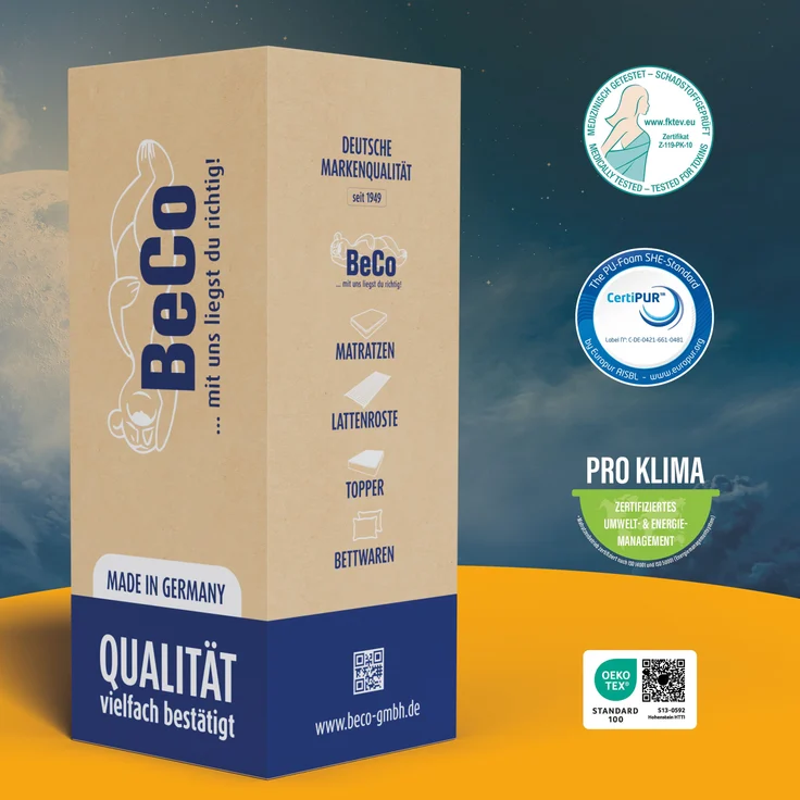 BeCo Mona Basic mit Gratis Kissen Größe 140 x 200 cm Härtegrad H3 (80 kg - 120 kg) – Bild 7