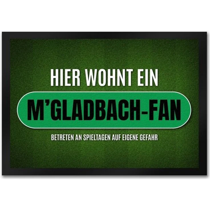 speecheese Fußmatte Hier wohnt ein M'Gladbach Fan Fußmatte mit Rasen Motiv Fußball – Bild 2