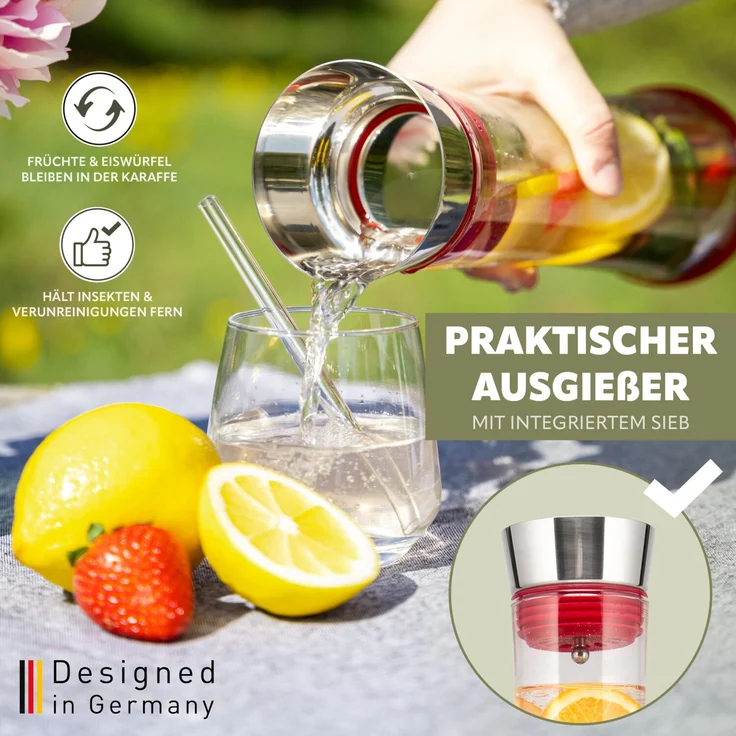 bremermann Karaffe CAROLA mit Silikonfuß - zerlegbarer Deckel - 1 Liter – Bild 3