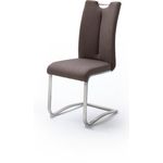 2er-Set Schwingstuhl 'Artos' - Feingewebe Braun - Edelstahl