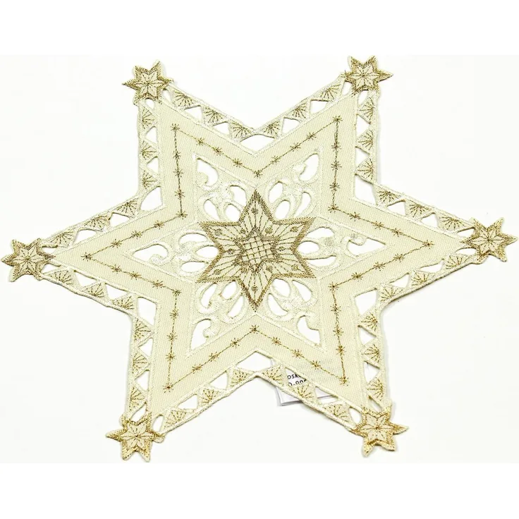 Haus und Deko Tischdecke Sterne Weihnachten Deckchen Advent bestickt Untersetzer Mitteldecke (1-tlg)