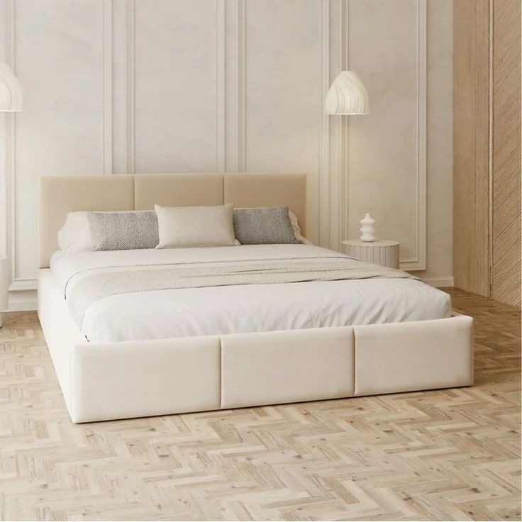 FDM Polsterbett AMBER modern mit Bettkasten MADE IN EU - mit Trinity Velours Bezug (verfügbar 90x200 120x200 140x200 160x200 180x200cm, Bettrahmen, Bett, mit großen gepolsterten Kopfteil, mit Bettkasten zum aufklappen), Hebbarer Metallrahmen, Bettkaste...