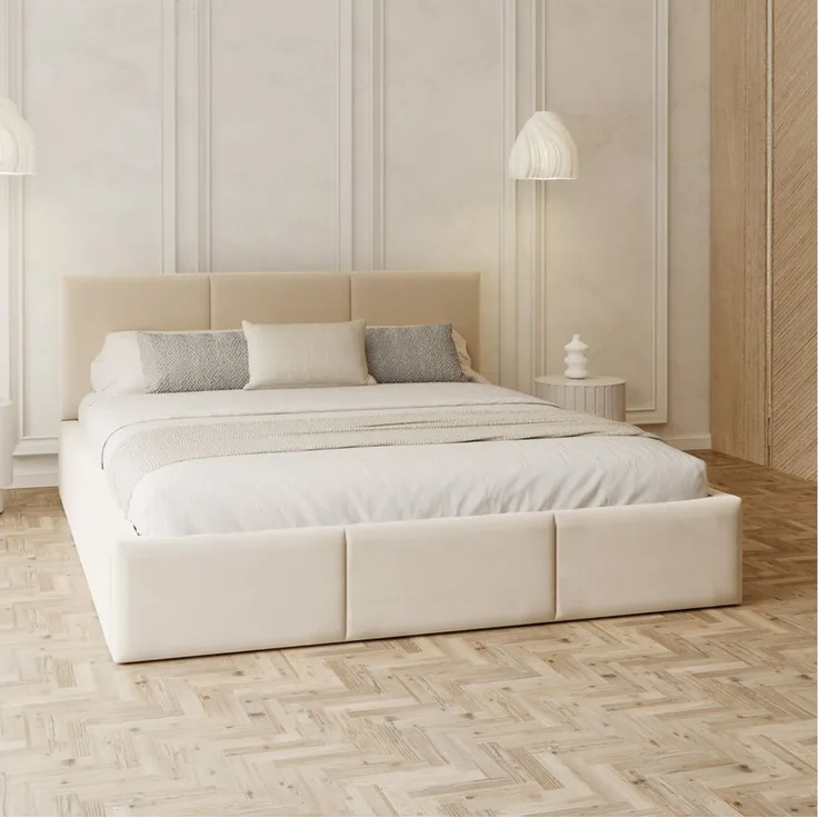 FDM Polsterbett AMBER modern mit Bettkasten MADE IN EU - mit Trinity Velours Bezug (verfügbar 90x200 120x200 140x200 160x200 180x200cm, Bettrahmen, Bett, mit großen gepolsterten Kopfteil, mit Bettkasten zum aufklappen), Hebbarer Metallrahmen, Bettkaste...