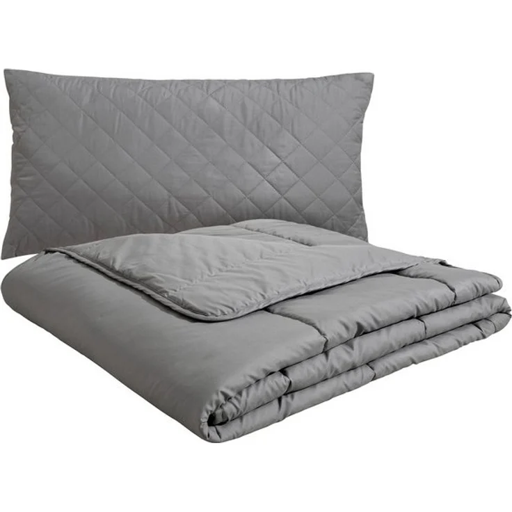 OTTO home Microfaserbettdecke + Microfaserkissen Clarra Spar Set, Decke + Kissen 135x200, 155x200 cm & weitere Größen, Set mit Kissen 40x80 cm, 80x80 cm, Sommer, Herbst, Winter in grau – Bild 4