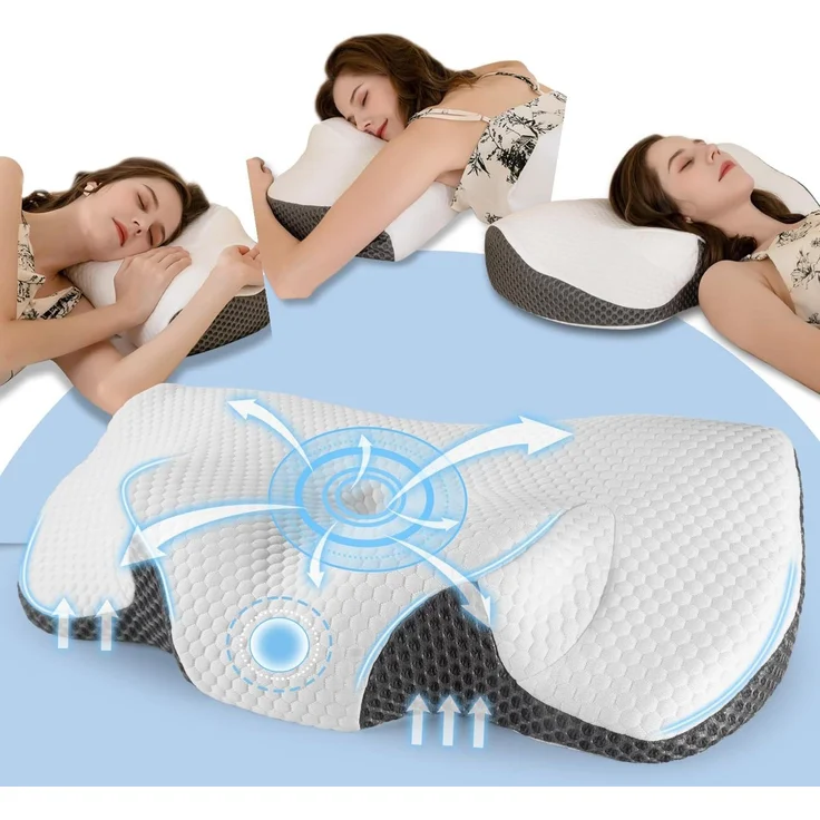 Kopfkissen Nackenkissen, Kopfkissen Memory Foam, Kopfkissen fur Seiten Rucken Bauchschlufer (65.8 x 35.6 x 12.5/12.2cm) – Bild 1