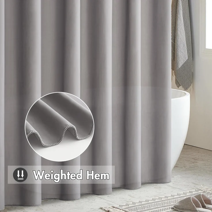 Duschvorhang 240x200cm Grau Wasserdicht Badvorhang Anti-Schimmel Textil – Bild 5