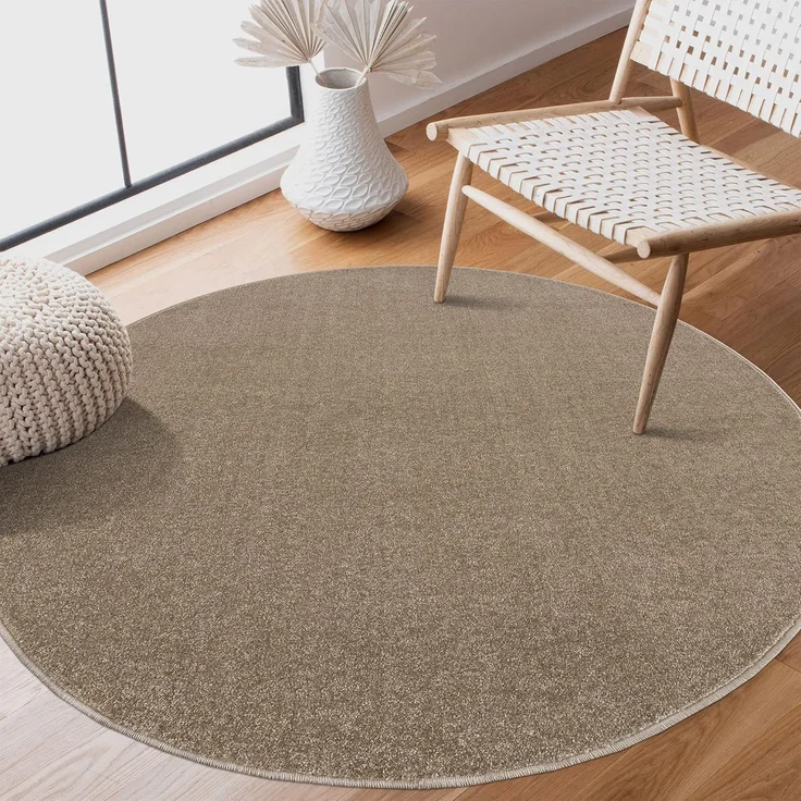 Sanat Teppich UNI, auch als Läufer und Rund, rund, Höhe: 13 mm, robuster Kurzflorteppich, große Farbauswahl, Wohnzimmer, alle Räume – Bild 1