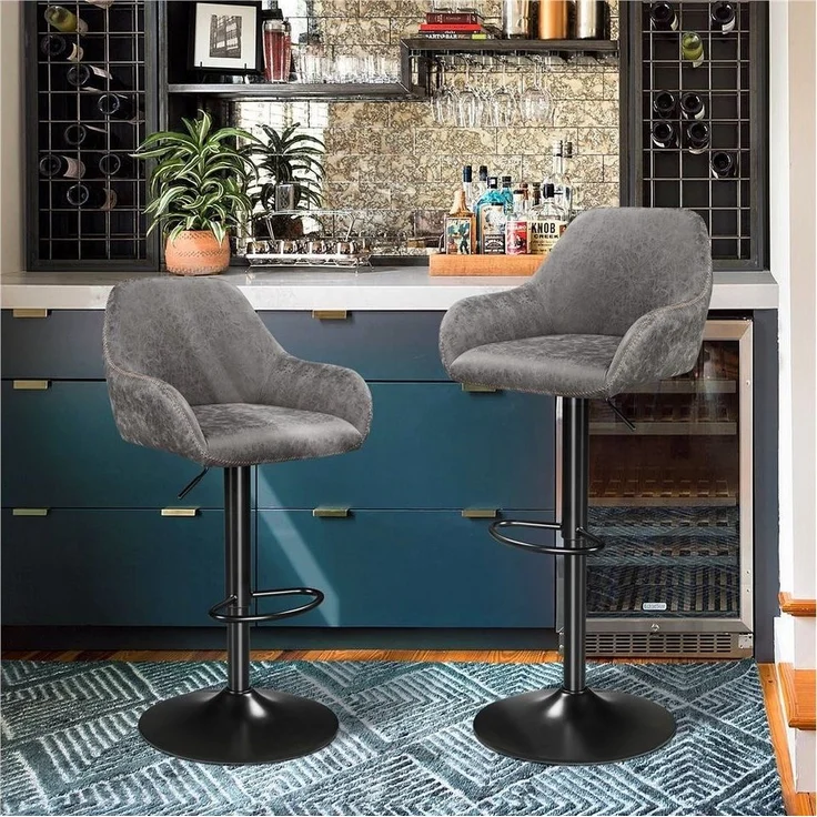 Yaheetech Barhocker (2 St), Barstuhl Bistrohocker aus Kunstleder – Bild 2