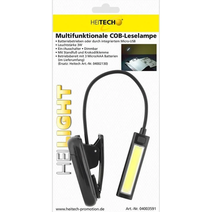 HEITECH LED Leselampe Multifunktionale COB-Leselampe Mit Standfuß – Bild 3