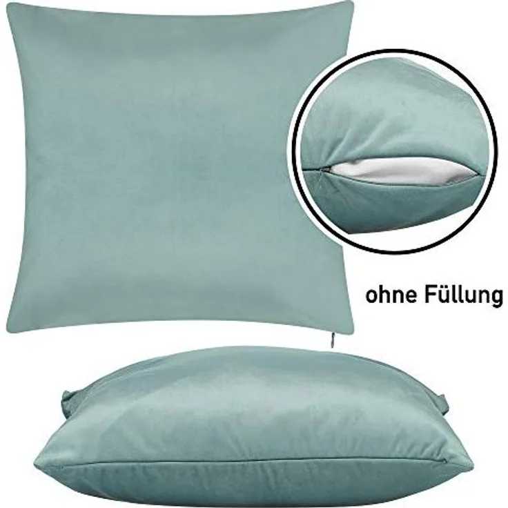 BARBONS Kissenbezug Stilvolle Kissenbezüge aus samtigem Stoff, Kissenhülle, (2 Stück), Eisblau – Bild 2