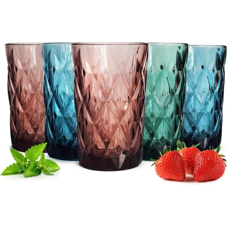 6 Bunte Trinkgläser 350ml Wassergläser Saftgläser Longdrinkgläser Cocktailgläser – Bild 5
