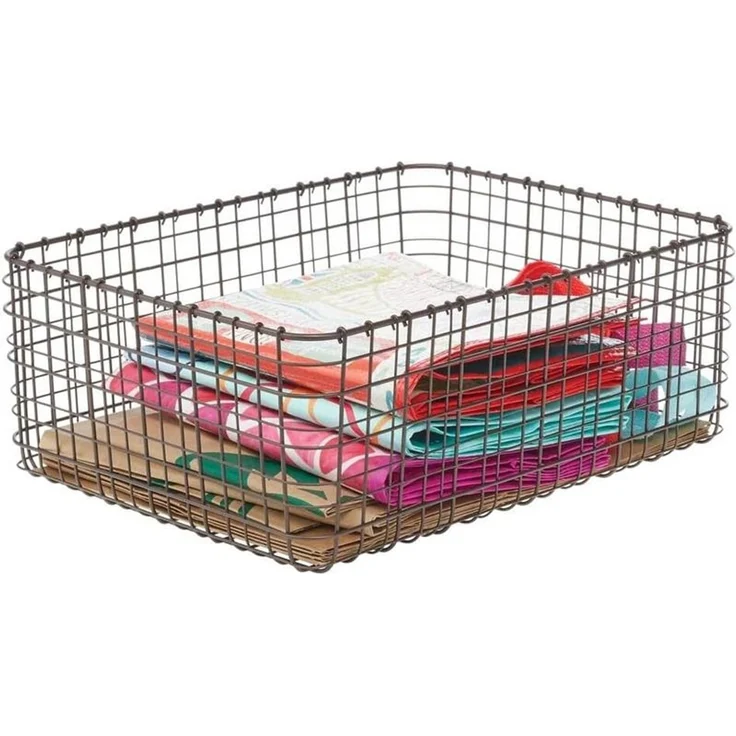 mDesign Allzweckkorb Aufbewahrung Drahtkorb Organizer 6er-Set Metall Bronze – Bild 8