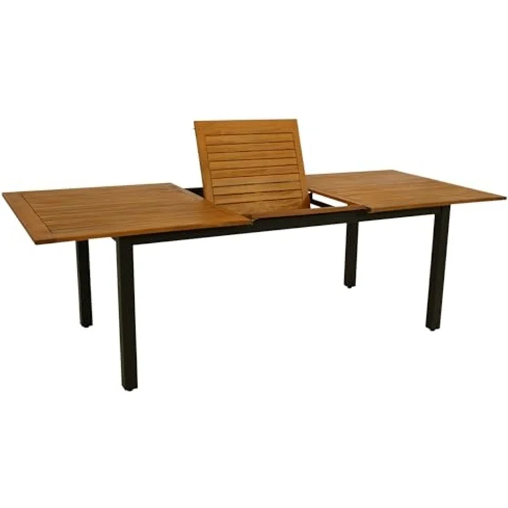 DEGAMO SARONNO Garten-Ausziehtisch, Alu + Akazie, anthrazit/braun, 180/240x100cm – Bild 1