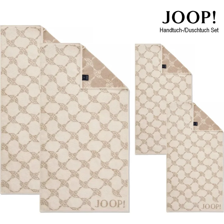 JOOP! Handtuch Duschtuch Set 4-teilig 1611-36 Classic Cornflower creme