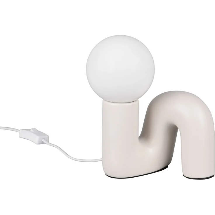 LED Tischlampe Keramik Grau, Glas Weiß, Höhe 21,5cm – Bild 2